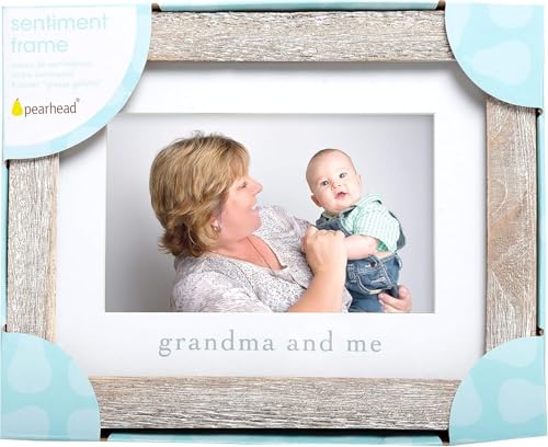 Pearhead Grandma and Me Rustic Picture Frame, New Grandmother Gift from Baby, Farmhouse Nursery Decor, Tabletop or Wall Display,