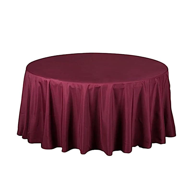 Balsacircle 108 Inch Burgundy Round Polyester Tablecloth Fabric Table Cover Linens For Wedding Party Banquet Reception Events Ki