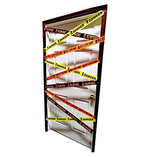 Needzo Halloween Tape Door Decorations, Decorative Caution Accessory That Reads Danger Beware Attention, 30 Ft