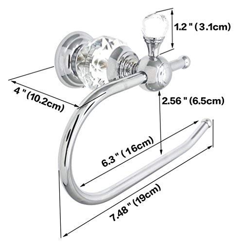 Kabter Crystal Series Brass Toilet Paper Roll Holder, Polished Chrome