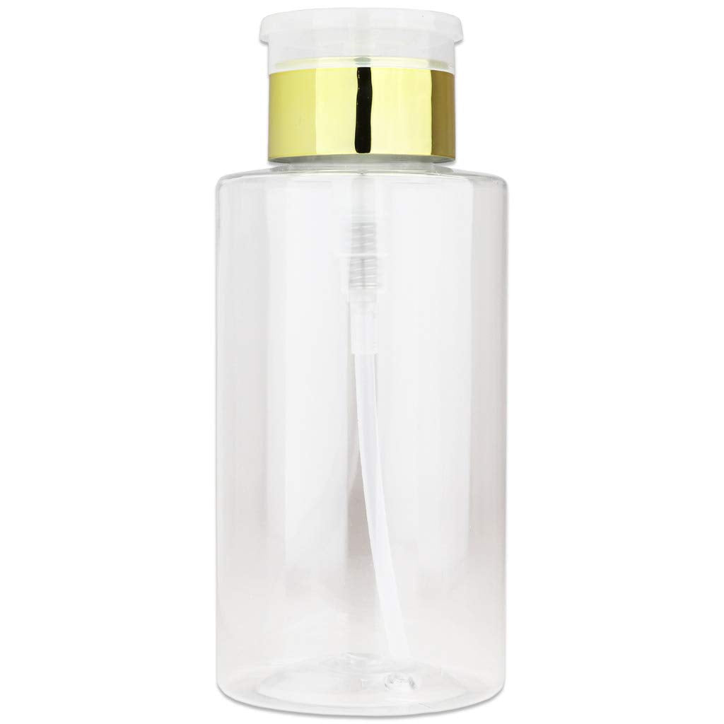 10Oz Push Down Pump Dispenser Flip Top Cap Refillable Empty Bottle - Color: Gold - Lockable Travel Cosmetic Packaging Empty Bott