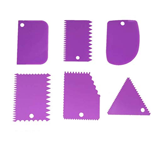 Hllmx 6 Pcs Cake Scraper Set Cake Edge Decoration Tool Cake Scraper Set Cake Scraper Smoother Tool Set Cake Icing Scraper Smooth