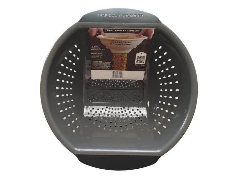 Trap Door Colander 3 Quart Ultimate In Straining And Draining Foods, Great Kitchen Cooking Gift Idea, Bpa Free, Dishwasher Safe