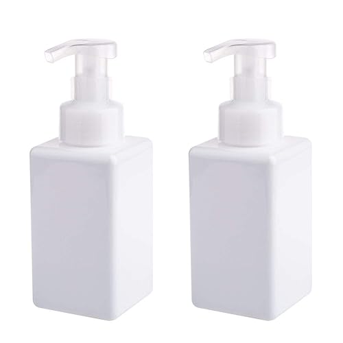 Uujoly Foaming Soap Dispenser, 450Ml (15Oz) Refillable Pump Bottle Plastic For Liquid Soap, Shampoo, Body Wash (2 Pcs) (White)