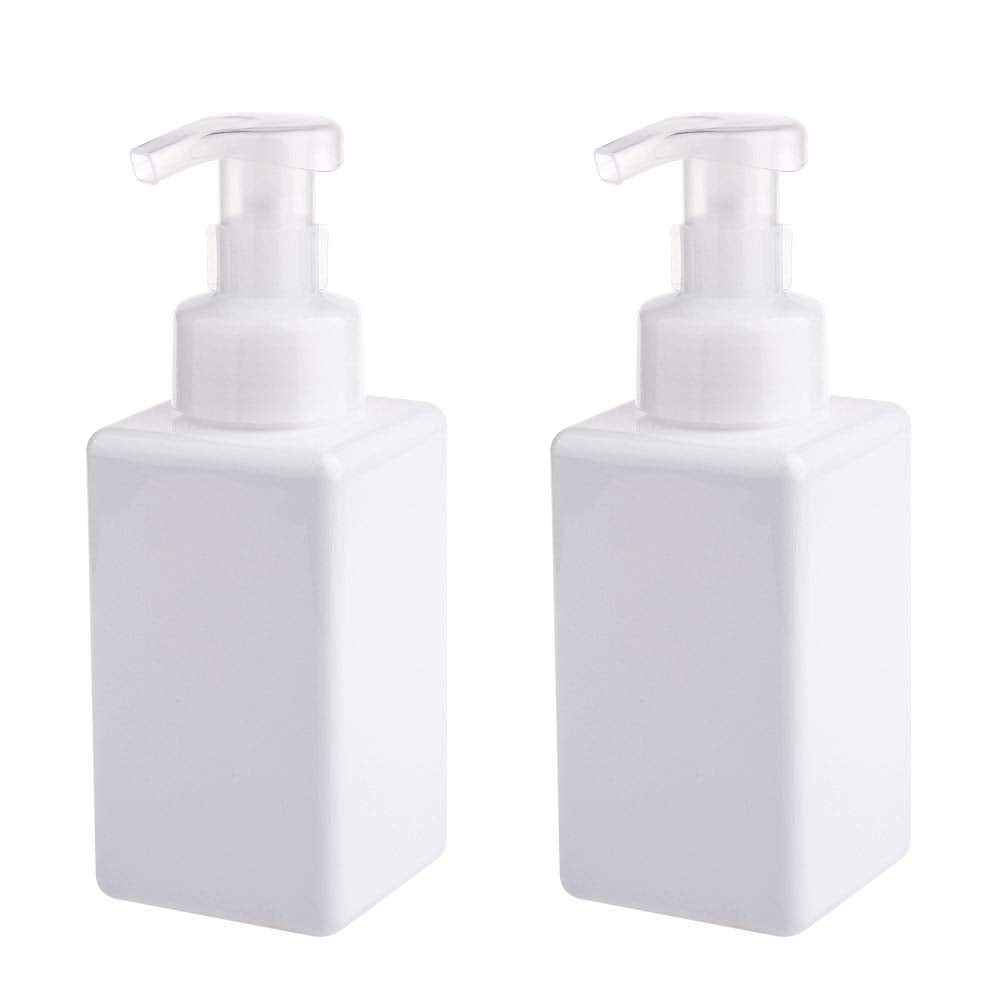 Uujoly Foaming Soap Dispenser, 450Ml (15Oz) Refillable Pump Bottle Plastic For Liquid Soap, Shampoo, Body Wash (2 Pcs) (White)