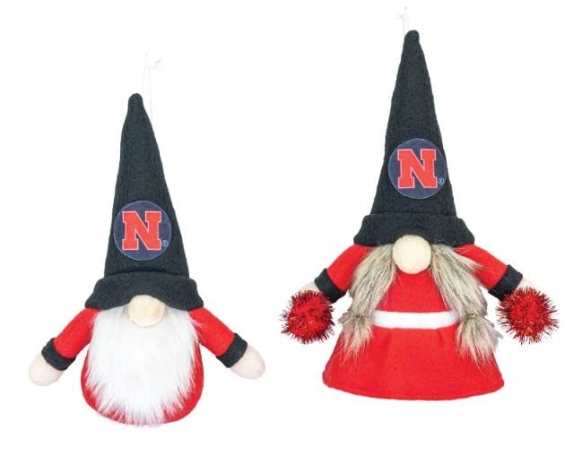 University of Nebraska Set of 2 Plush Gnome Christmas Tree Ornaments by Hannas Handiworks - Fan/Cheerleader Holiday/Dorm Decorat