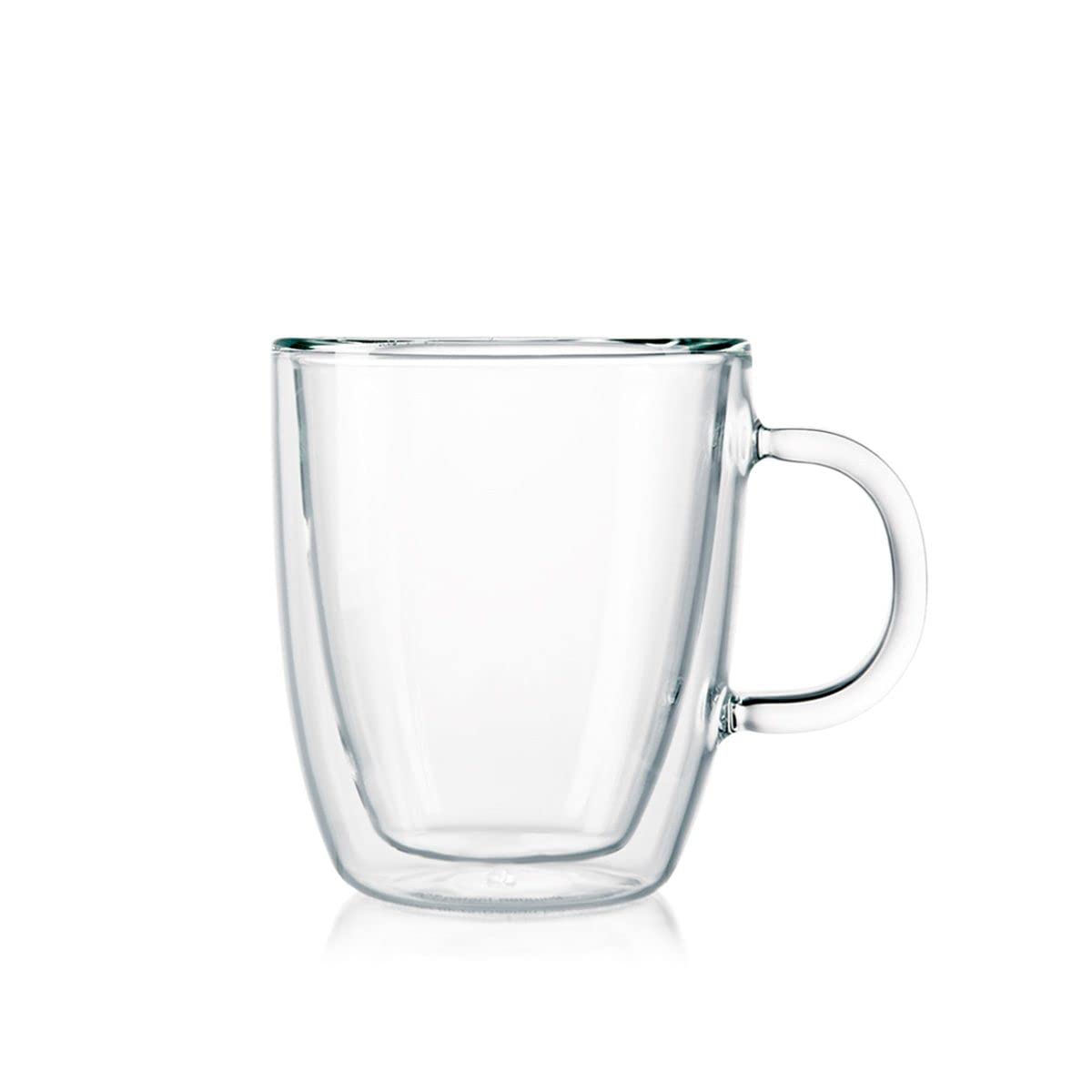 Bodum 10Oz Bistro Double Wall Insulated Mug, High-Heat Borosilicate Glass, Set Of 6, Clear