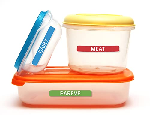 Lovable Labels Kosher Labels, 120 Pre-Printed Meat, Dairy And Pareve Kosher Stickers, Microwave, Freezer And Dishwasher Safe, Co