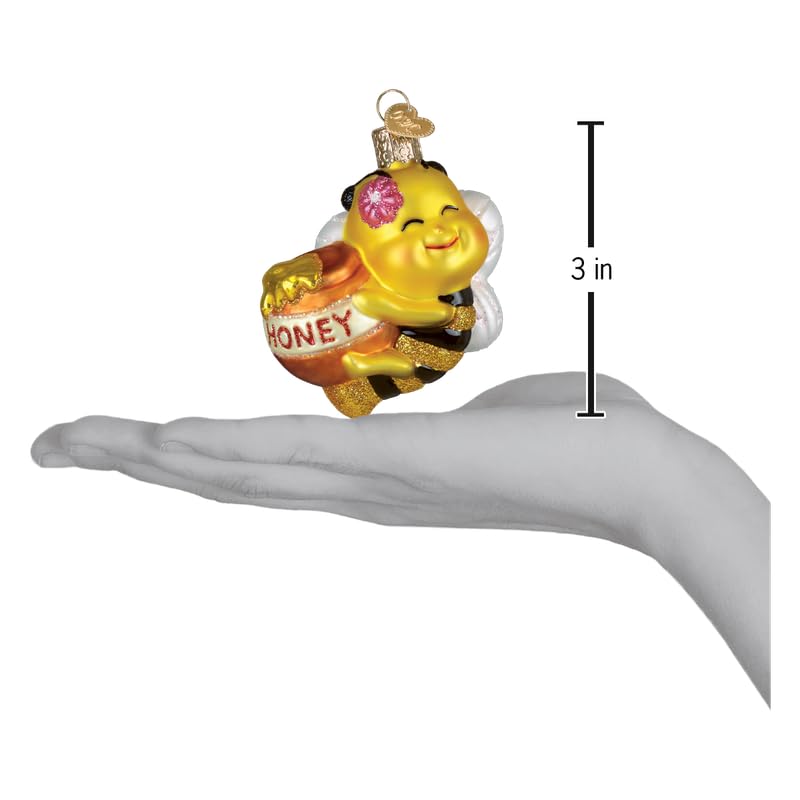 Old World Christmas Bee Sweet Glass Blown Ornament for Christmas Tree, Handcrafted Holiday Decoration, Bee Collection