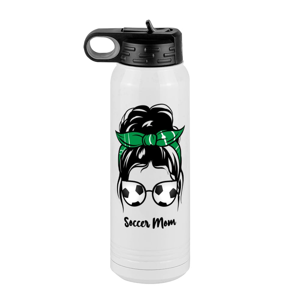 Soccer Mom Water Bottle, Messy Bun, White 30 Oz Polar Camel With Straw Lid, Stainless Steel, Vacuum Insulated