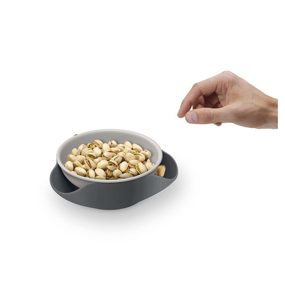 Joseph Joseph Double Dish Pistachio Bowl And Snack Serving Bowl, Gray With Food Waste Compartment Bpa-Free - Gray