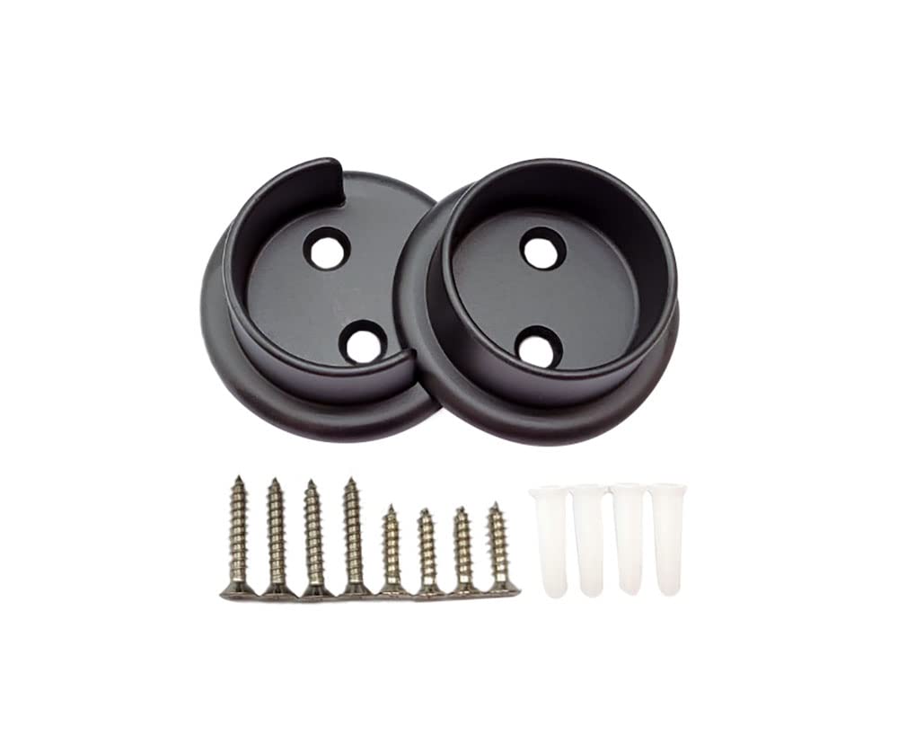Qcaa Heavy Duty Solid Metal Closet Rod Socket Set, 1-3/8 ' ', Matte Black, 1 Pair, Made In Taiwan