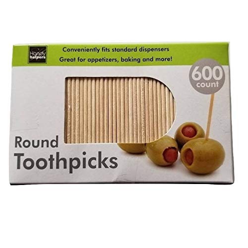 Handy Housewares 600-Count Round 2.5'' Long Wooden Toothpicks - Great For Appetizers, Baking And More! (1-Pack (600 Pcs))