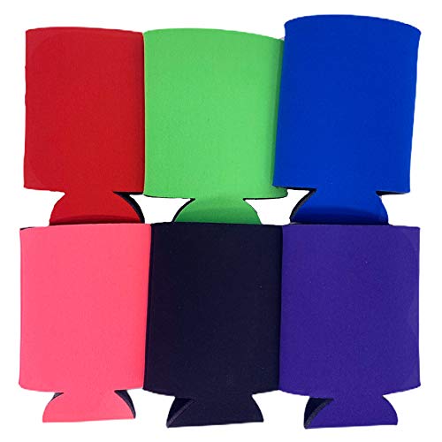 Blank Foam Collapsible Can Coolies (Variety Color 6 Pack)