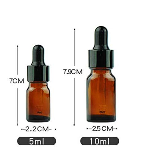 Erioctry 5Ml/10Ml Amber Glass Essential Oil Bottles And Eyed Dropper Black Caps Makeup Cosmetic Sample Container Boxes Of Glass