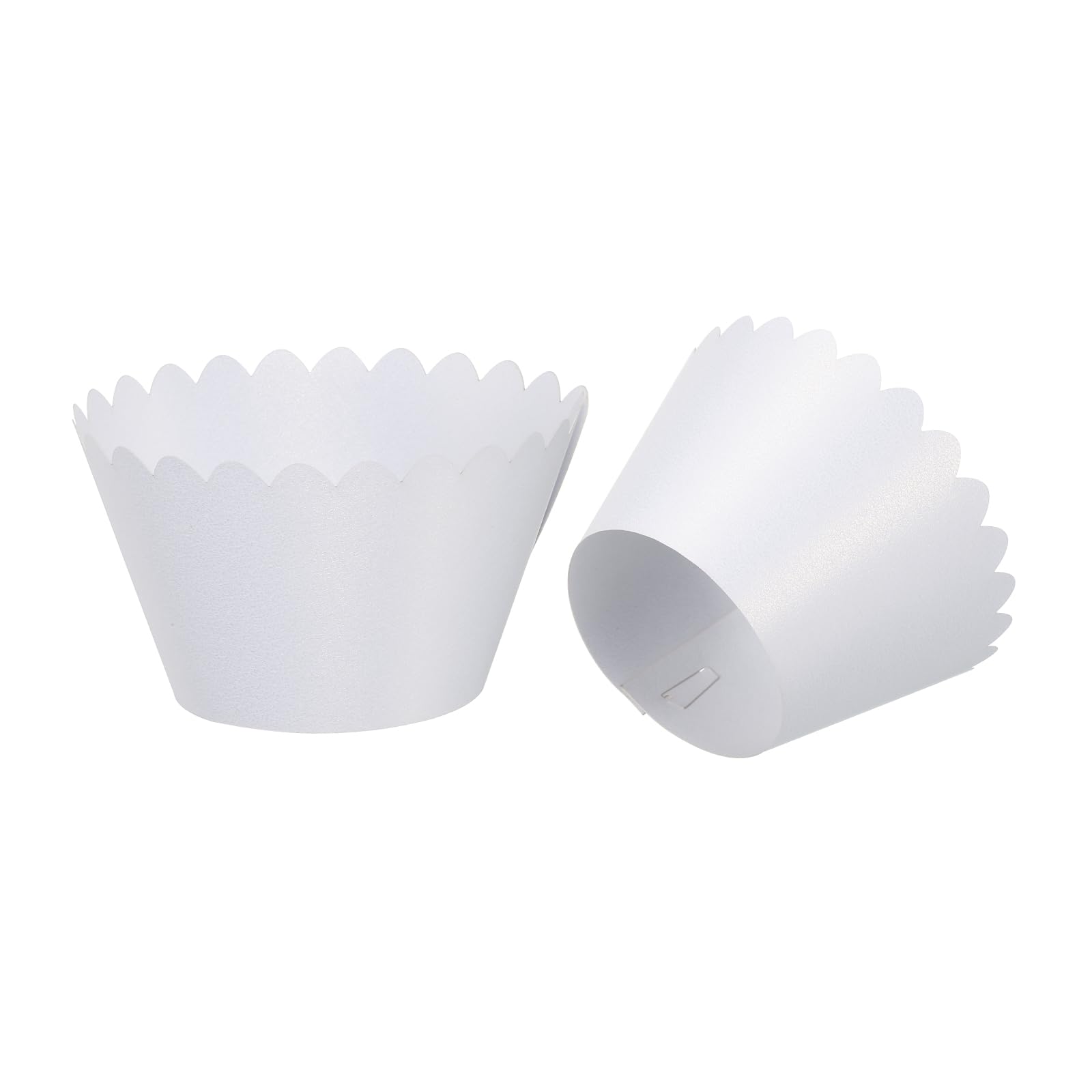 Patikil Cupcake Wrappers Paper, 50 Pack Baking Cups Standard Wave Decoration For Anniversary Birthday Weddings And Parties, Whit