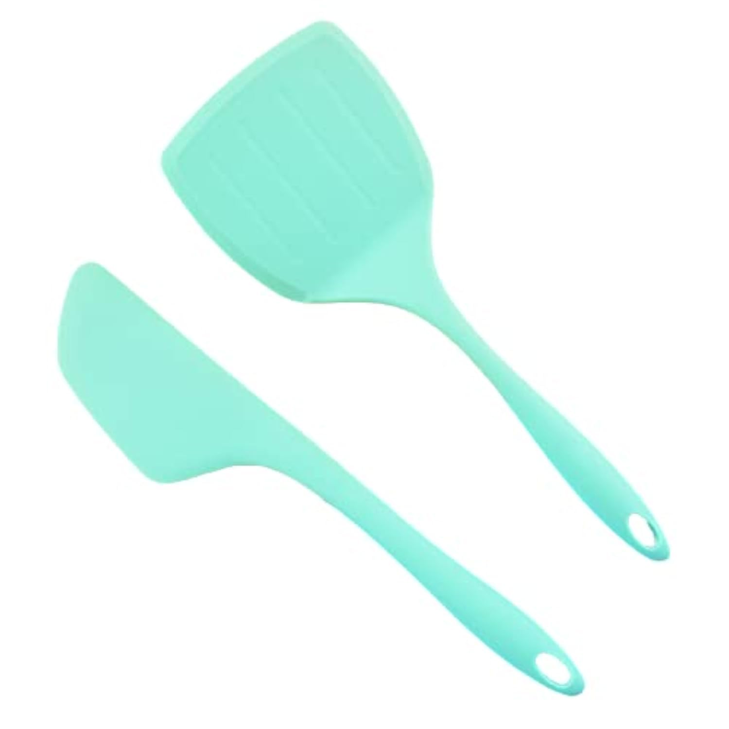 Spatlus Flexible Silicone Spatula, Essential Kitchen Utensils, Heat Resistant Turner For Nonstick Pan, Set Of 2 (Sky Blue)