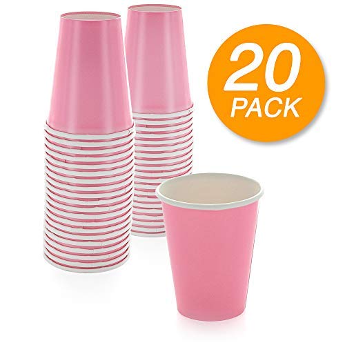 Vibrant New Pink Paper Cups (Pack Of 20) - 9 Oz. - Perfect For Parties, Gatherings, Picnics & Home Use