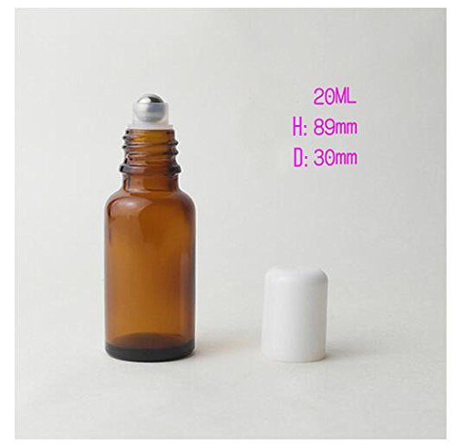 3Pcs 20Ml/0.67Oz Empty Glass Roll-On Bottles With Stainless Steel Roller Balls And White Cap For Essential Oil Perfumes Lip Balm