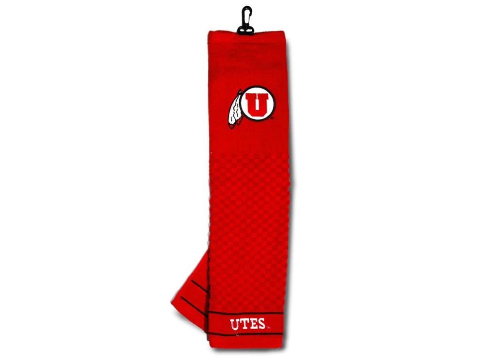 Team Golf Ncaa Utah Utes Embroidered Golf Towel Embroidered Golf Towel, Checkered Scrubber Design, Embroidered Logo