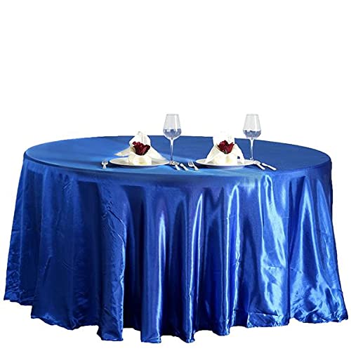 Balsacircle 108-Inch Royal Blue Round Satin Tablecloth Table Cover Linens For Wedding Party Catering Kitchen Dining Events Kitch