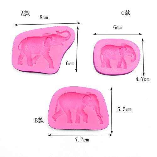 3 Pcs Animal Elephant Mommy Daddy Baby Family For Diy Cake Fondant Baking Biscuit Cookies Soap Tray 3D Chocolates Hard Candies D