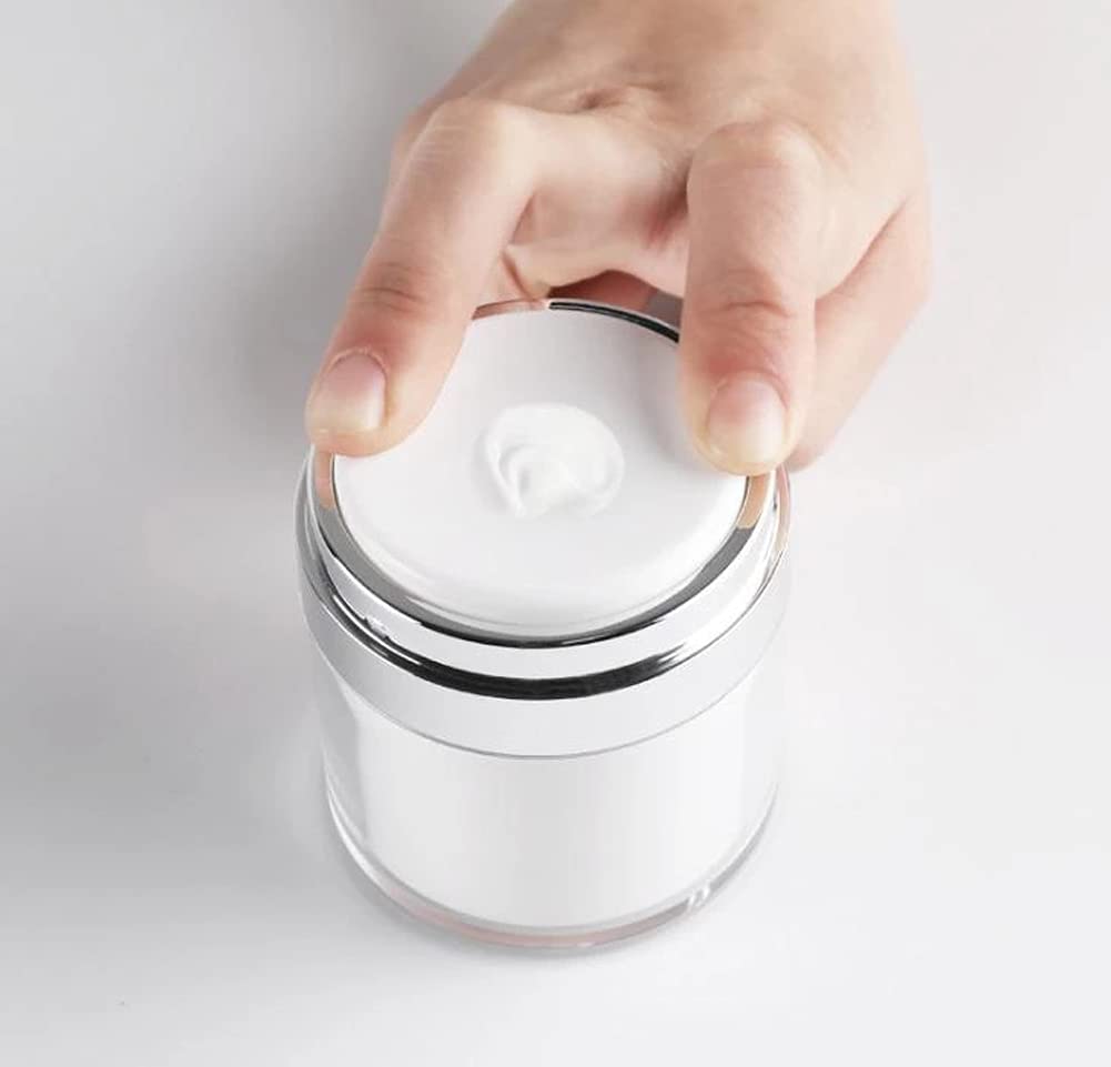 Wresty 2 Pack Airless Cosmetic Container Empty Acrylic Air Pump Jars Travel Vacuum Bottle Airless Cream Lotion Sample Containers