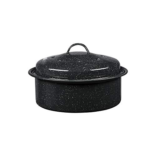 Granite Ware 3 Lb. Capacity Covered Round Roaster, Speckled Black Enamel On Steel