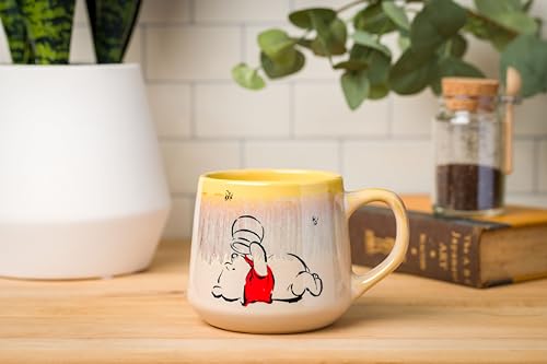 Silver Buffalo Winnie the Pooh The Pooh-Brush Style Sweet Like Hunny Reactive Glaze Tapered Pottery Mug, 14 Ounces