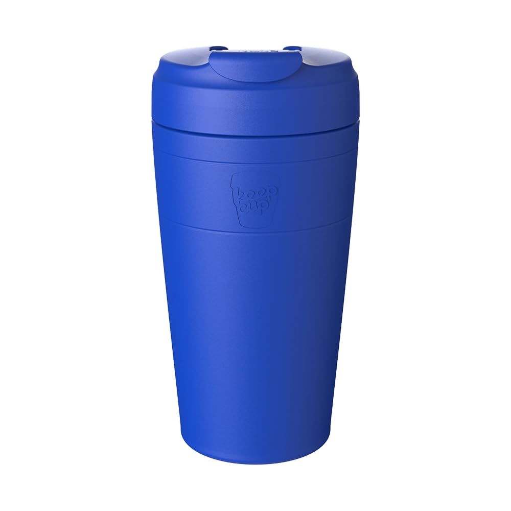 KeepCup Commuter Insulated Travel Mug, 16 oz Stainless Steel Coffee Tumbler with Leakproof Flip Lid, Electric Blue