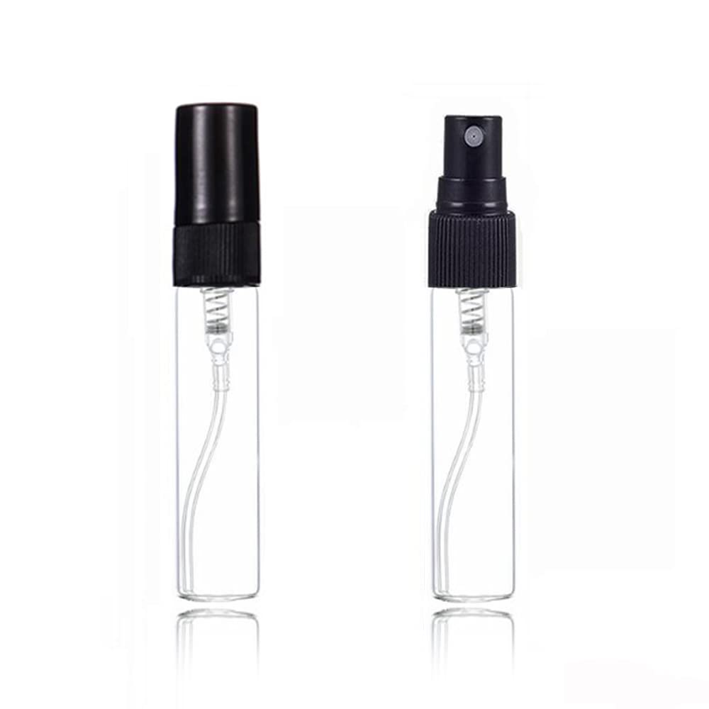 Elfenstall- 25Pcs Clear Glass 5Ml 1/6Oz Spray Bottle Perfume Fragrance Scent Vials Black Fine Mist Atomizer Refillable Sprayer P