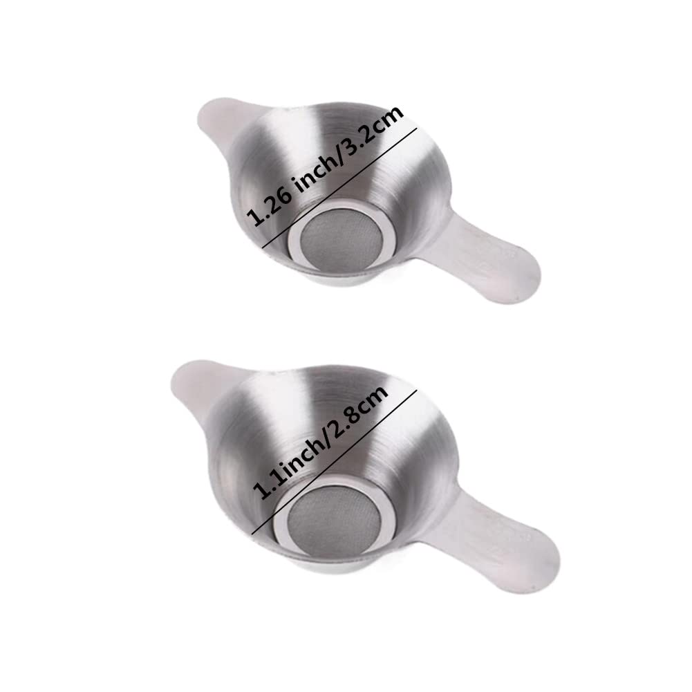 2 Pack Stainless Steel Tea Strainer Tea Funnel, Mini Fine Mesh Infuser For Straining Teas Flour Spices Sugar Herbs (2 Different