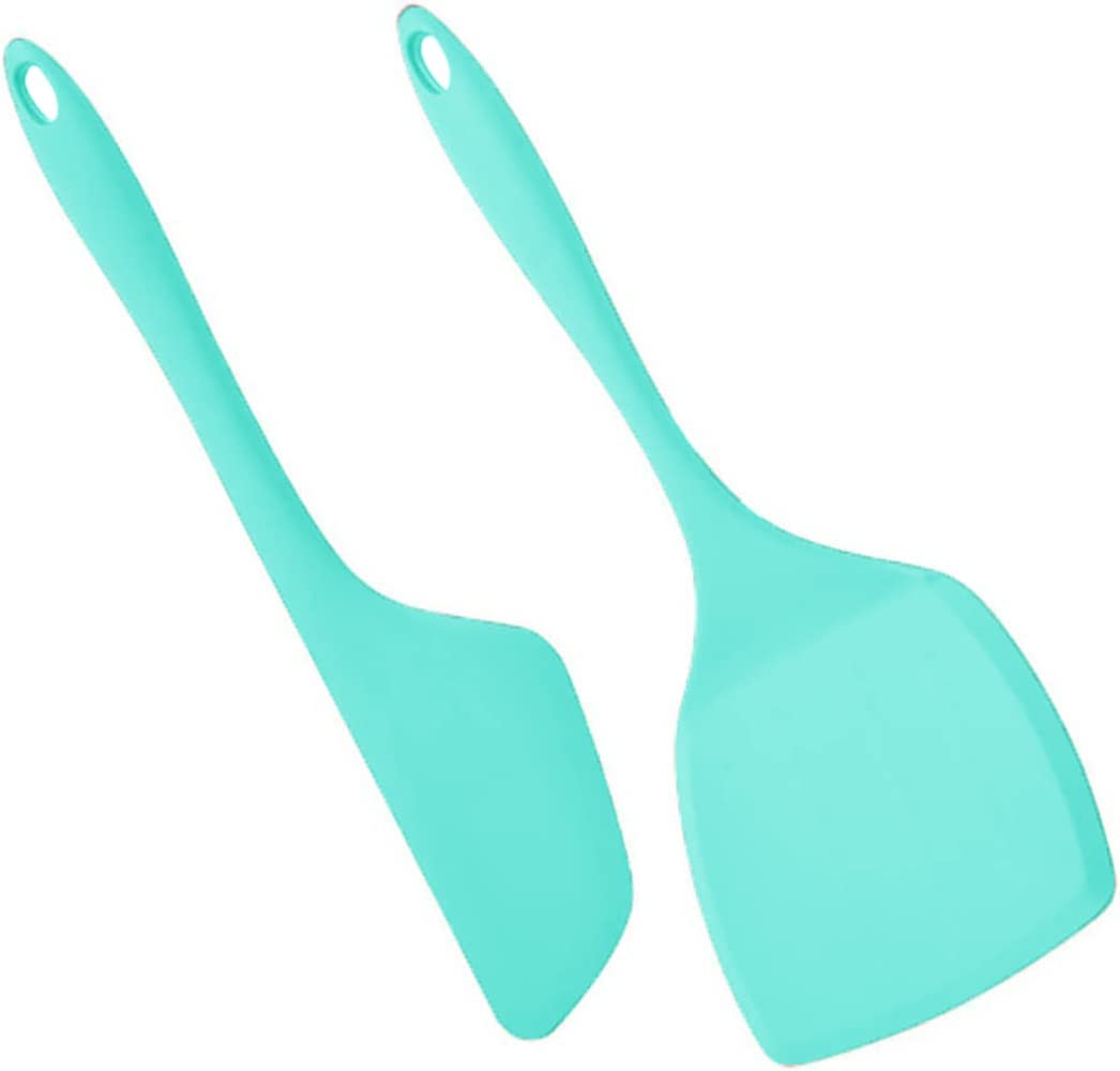 Taskhouse Silicone Spatula Non Stick Seamless Omelet Turner For Cooking, Baking, Pancake  Sky Blue