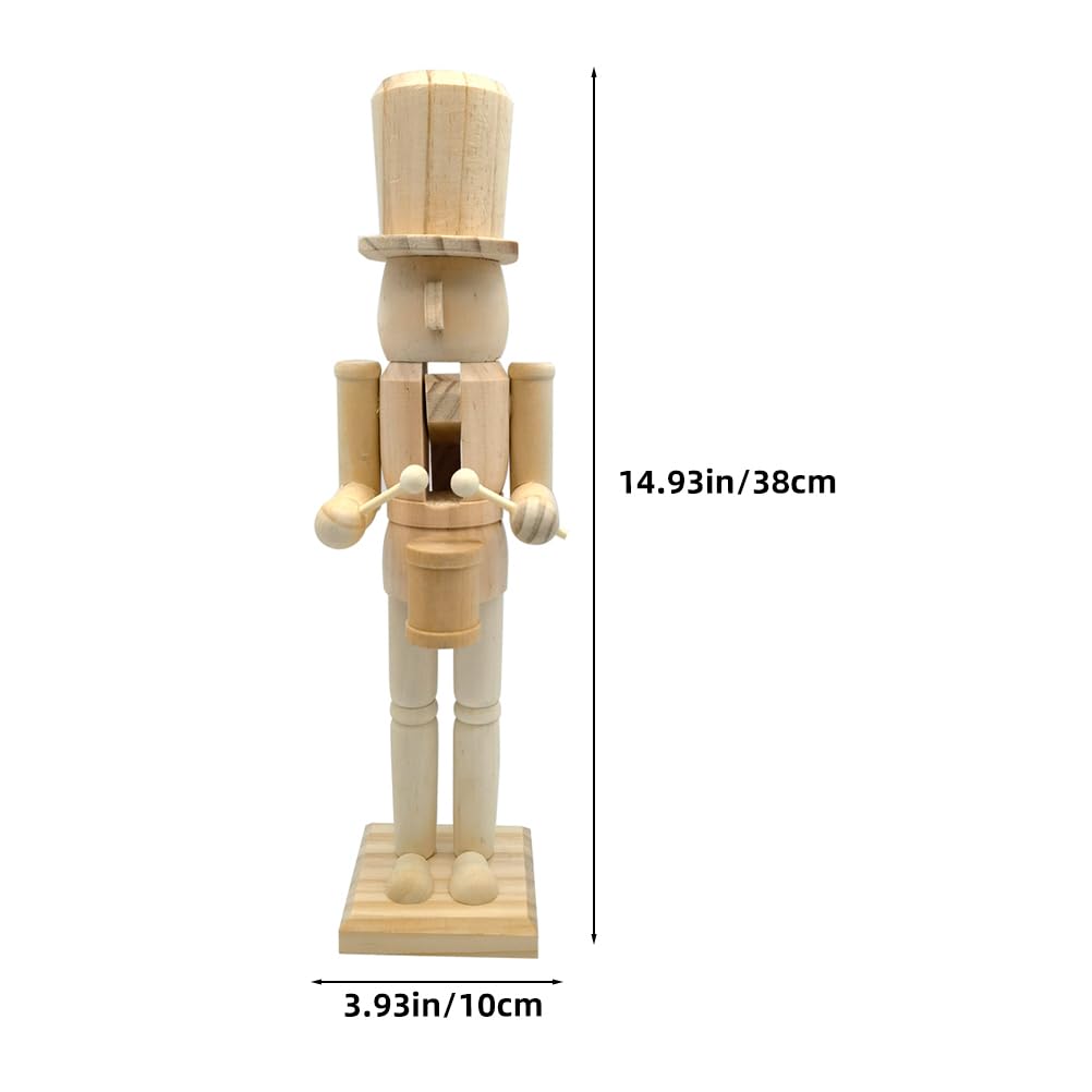 Cabilock Christmas Wooden Unfinished Nutcracker Figures 14.96 Inch DIY Blank Unpainted Nutcracker Soldier Figures Puppet Ornamen