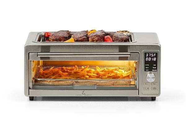 Emeril Power Grill 360, 6-In-1 Countertop Convection Toaster Oven With Top Indoor Grill, Air Fry, Roast, Toast, Bake, Dehydrate,