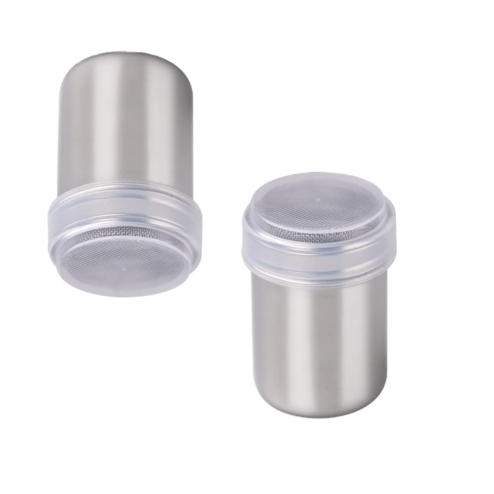 2 Pack Sugar Sifter Shaker Cinnamon Sugar Shaker Powdered Sugar Shaker with Lid Confectioners Sugar Dispenser Flour Sifter Duste