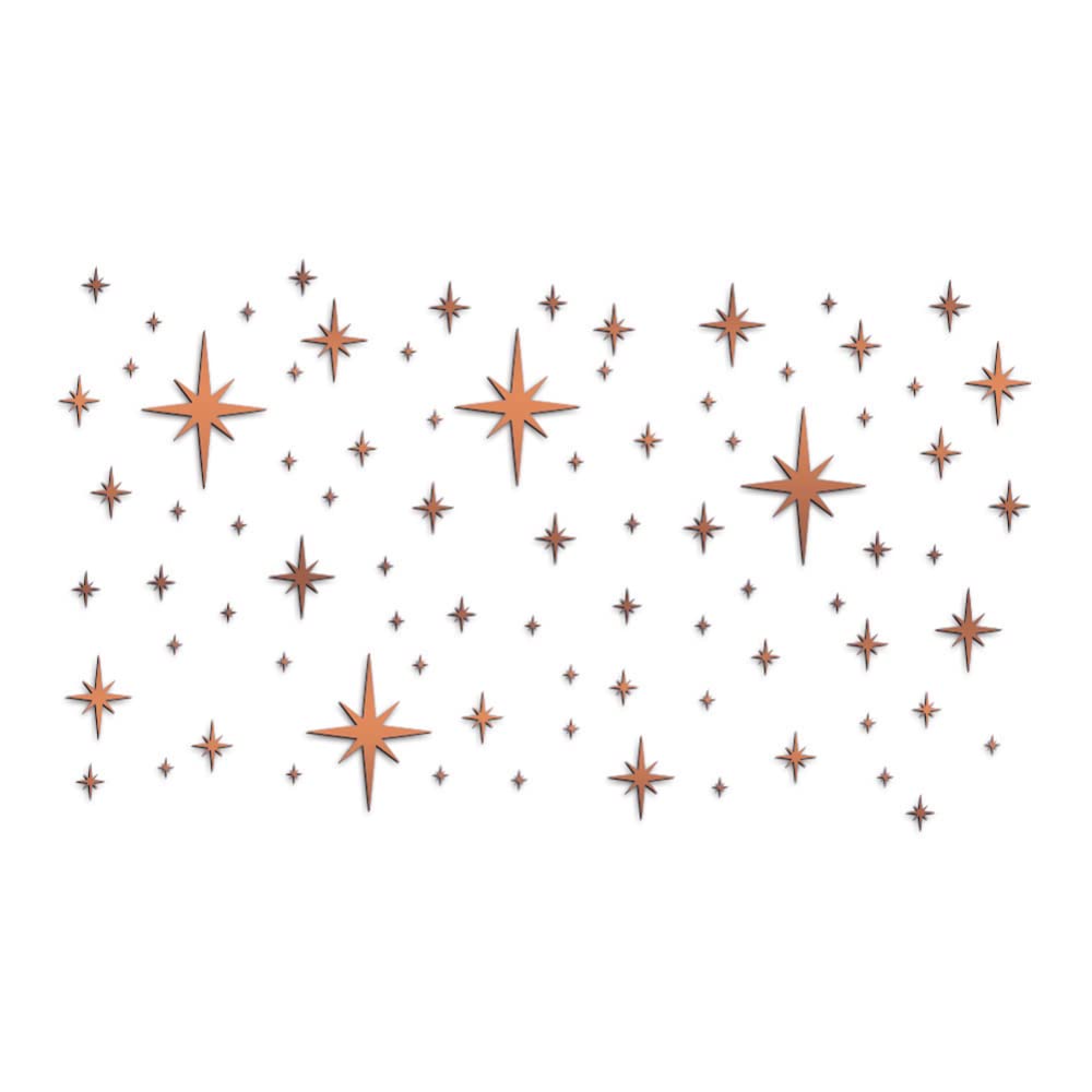 Naiveferry 1 Sheet 82Pcs Acrylic Mirror Star Wall Stickers, Rose Gold Star Pattern Wall Decals Easy To Peel, Self-Adhesive Water