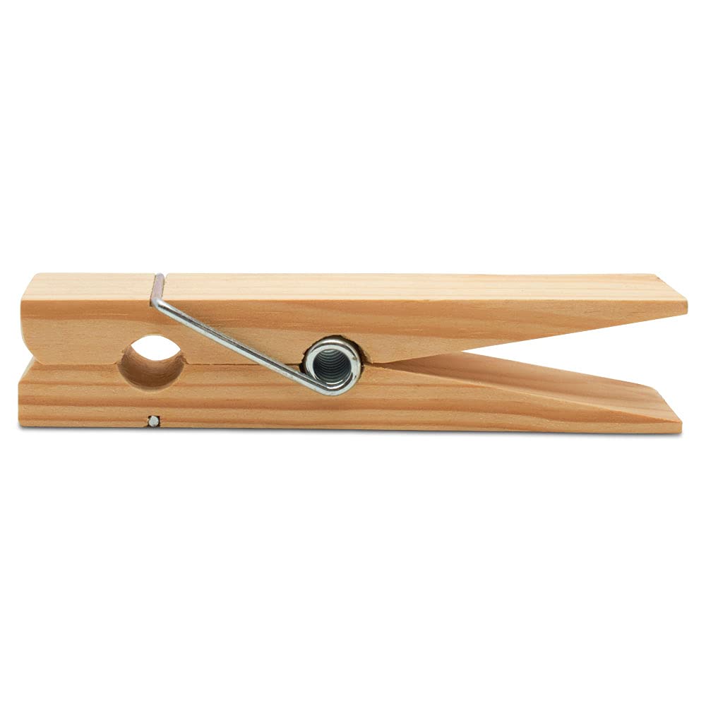 Woodpeckers Oversized Wooden Clothespins, 6-inch Heavy Duty, Natural Wood, Pack of 2 for DIY Laundry Room Décor and Crafts