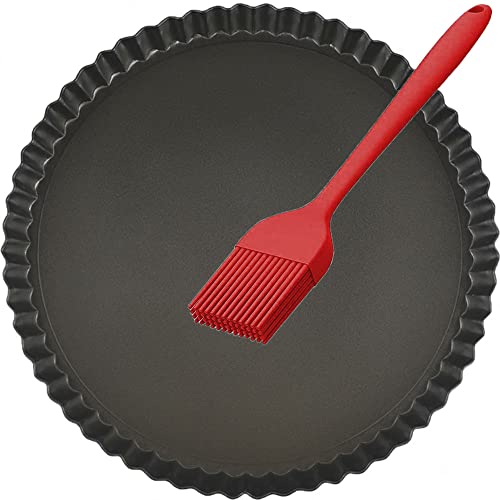 Datanya Tart Pans 10 Inch With Removable Bottom Fluted Pie Tart Pans, Heavy Duty Carbon Steel Round Non-Stick Quiche Pan For Mou