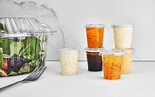King Zak 150 Sets - 1.5Oz, Disposable Mini Plastic Jello Shot Cups With Lids Perfect For Portion Souffle, Condiment, Dipping Sau