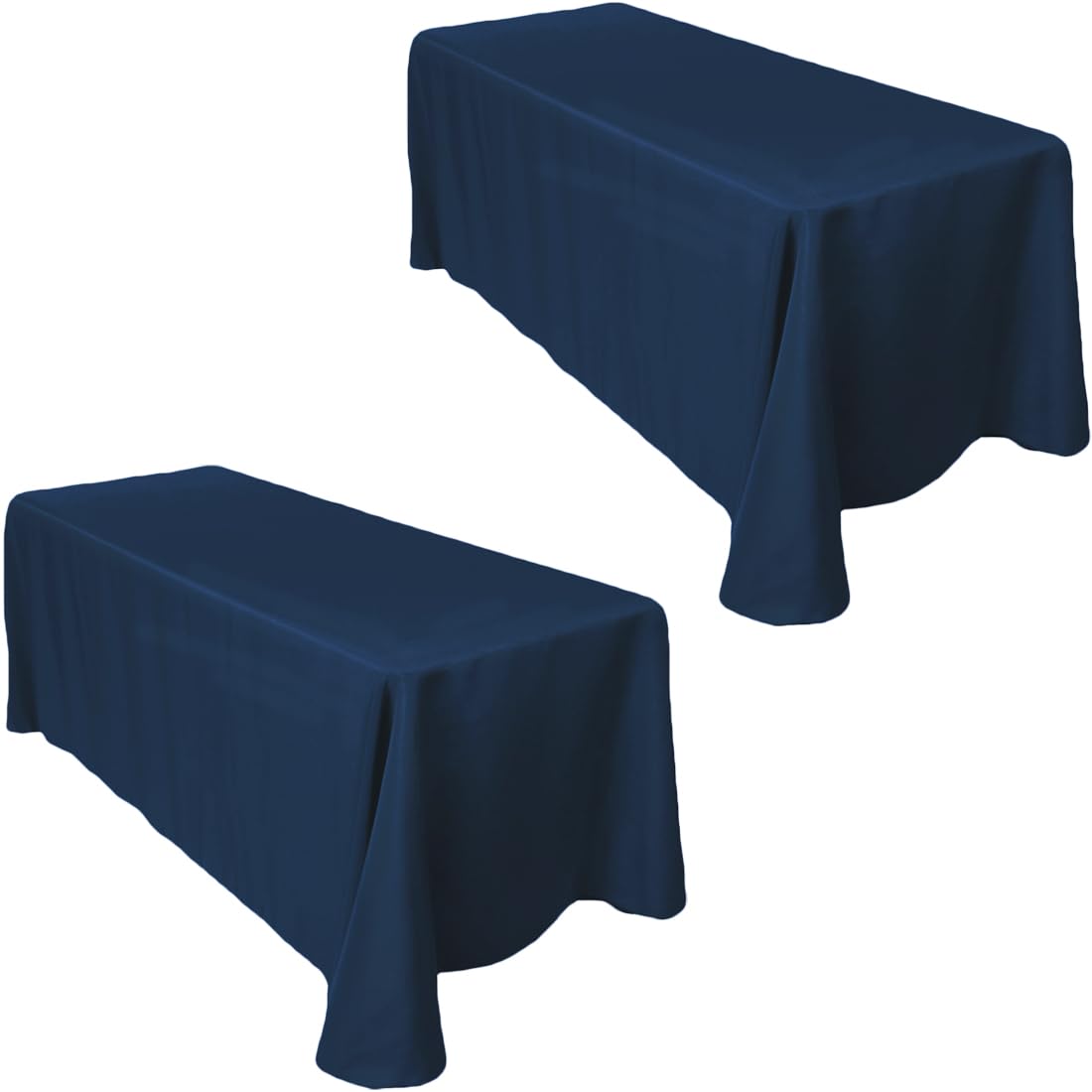 Ltc Linens 2-Pack Rectangular Tablecloths 90 In X 132 In With Rounded Corners - Navy Blue Table Cloths For 6 Ft Rectangle Tables