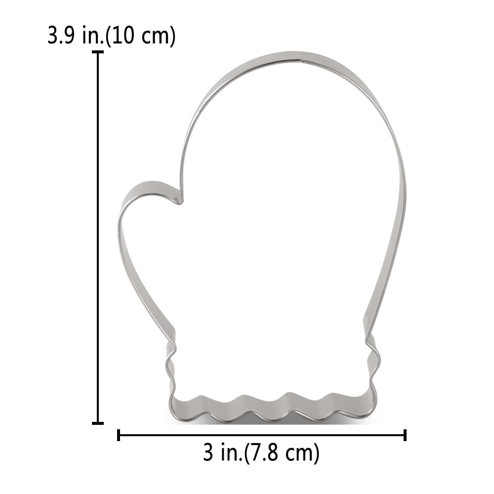 Liliao Christmas Winter Mitten Cookie Cutter - 3.1 X 4 Inches - Stainless Steel