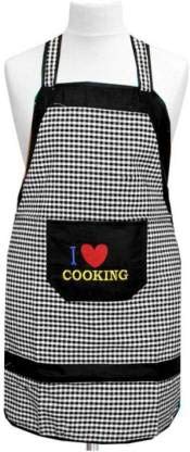 Dakshya Industries Cotton Home Use Waterproof Apron (Black & White)
