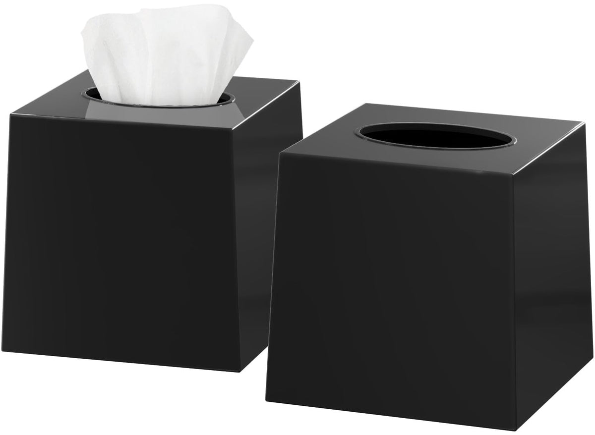 Dwllza Hom Tissue Box Cover Square - Facial Cube Tissue Box Holder Case Dispenser For Bathroom Vanity Countertop, Bedroom Dresse