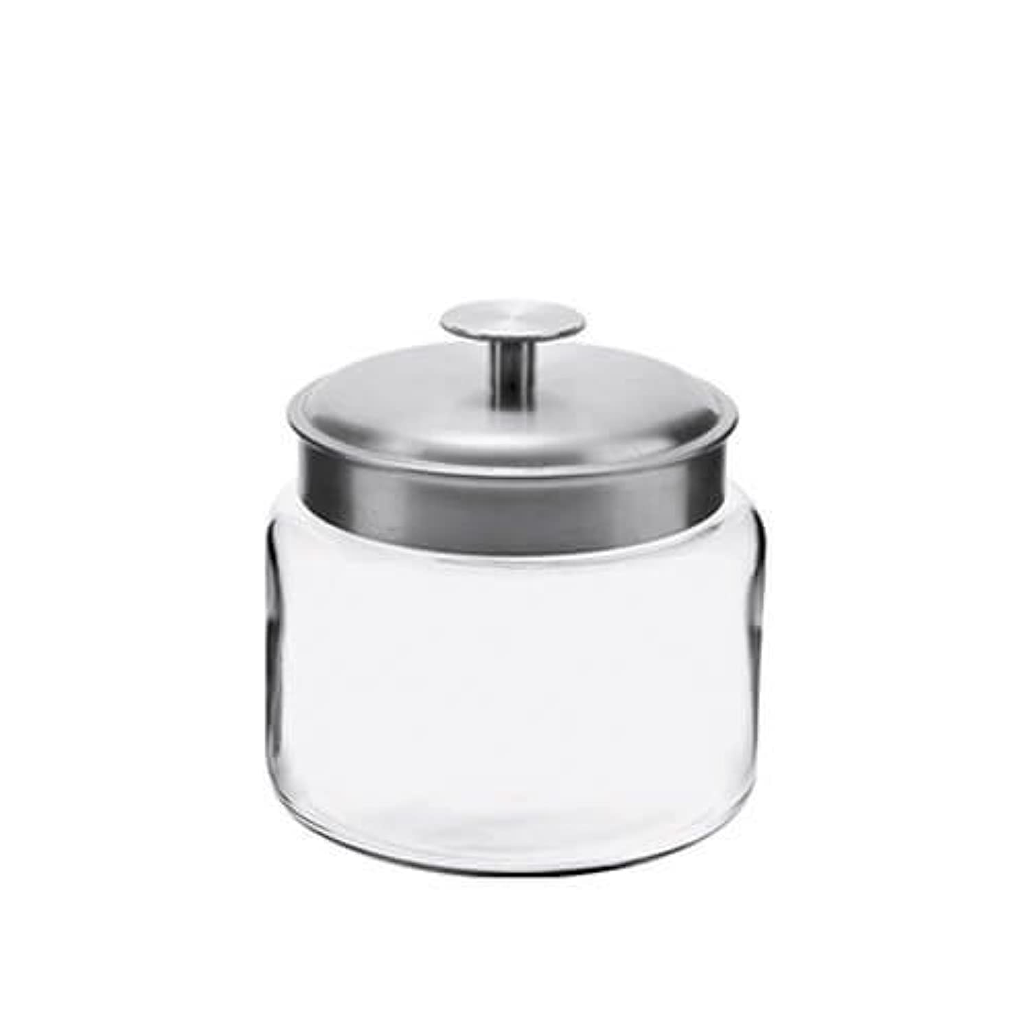 Anchor Hocking Montana Glass Jars With Fresh Sealed Lids, Brushed Metal, 64 Oz (Set Of 2)