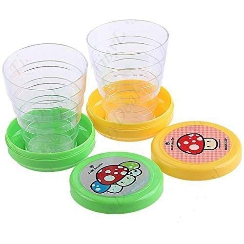 MUREN Set of 2 Folding Collapsible Magic Cup for Kids  Mug Glass for Travel, Outdoors, Hiking (Color and Design May Vary)
