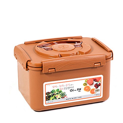 E-Jen Premium Kimchi, Sauerkraut Container Probiotic Fermentation With Inner Vacuum Lid (Earthenware Brown, 1.3 Gal/ 5.2L)