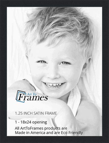 ArtToFrames 18x24 Inch Black Picture Frame, This 1.25 Custom Poster Frame is Satin Black, for Your Art or Photos, WOMFRBW26079-1
