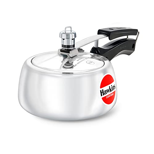 Hawkins 1.5 Litre Contura Pressure Cooker, Handi Inner Lid Baby Cooker, Silver (Hc15)