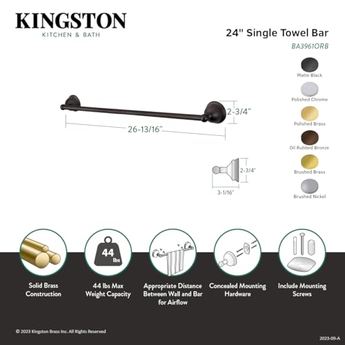 Kingston Brass Ba3961Pb Restoration 24'' Towel Bar, Polished Brass